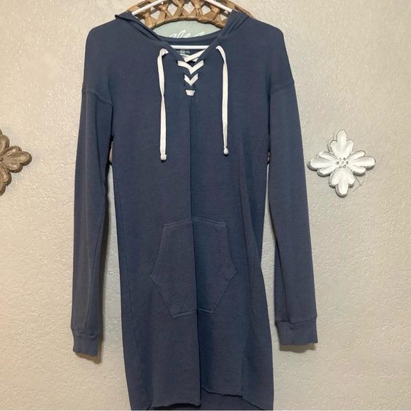 SO Sweaters - SO Women's Navy Lace-Up Hoodie Sweater